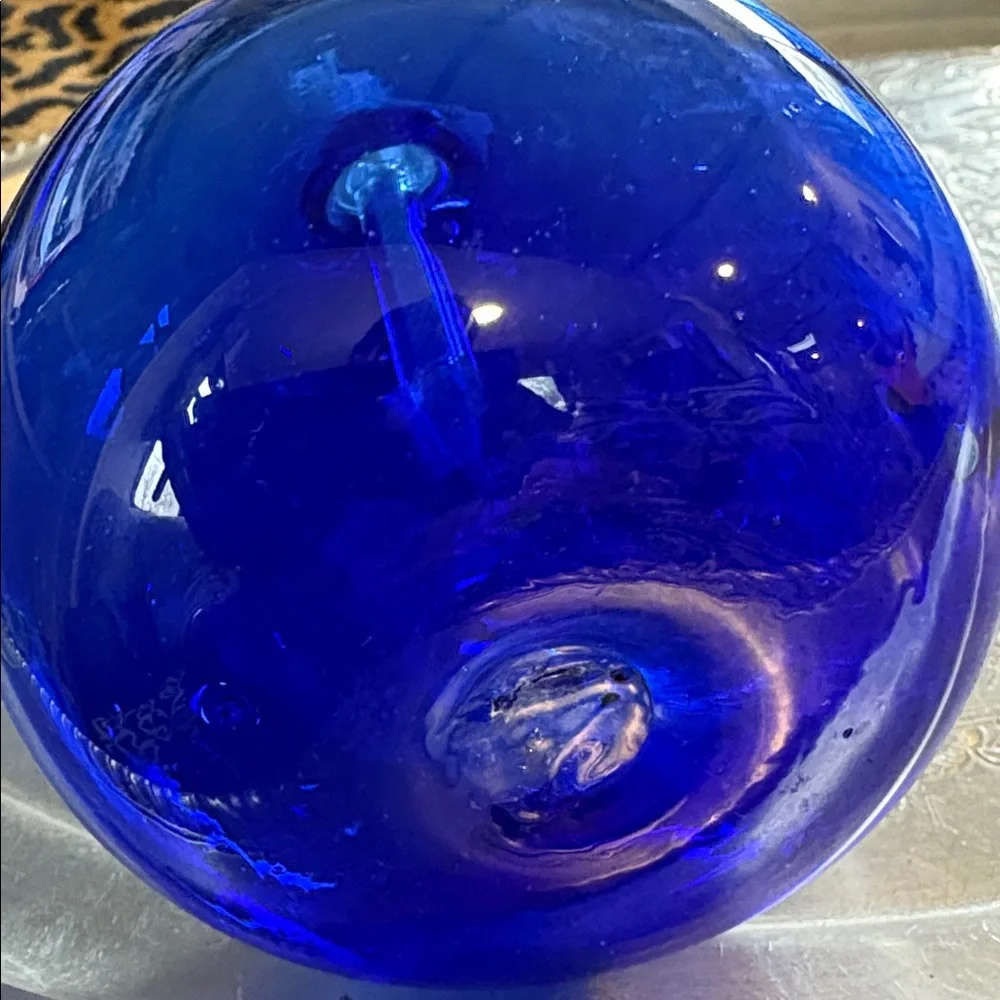 Cobalt Blue Glass Oil Lamp - blown glass